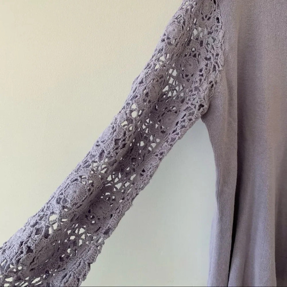 Modern Soul Lilac Cropped Sweater Crochet Detail QVC 1X New‎ - Picture 5 of 8